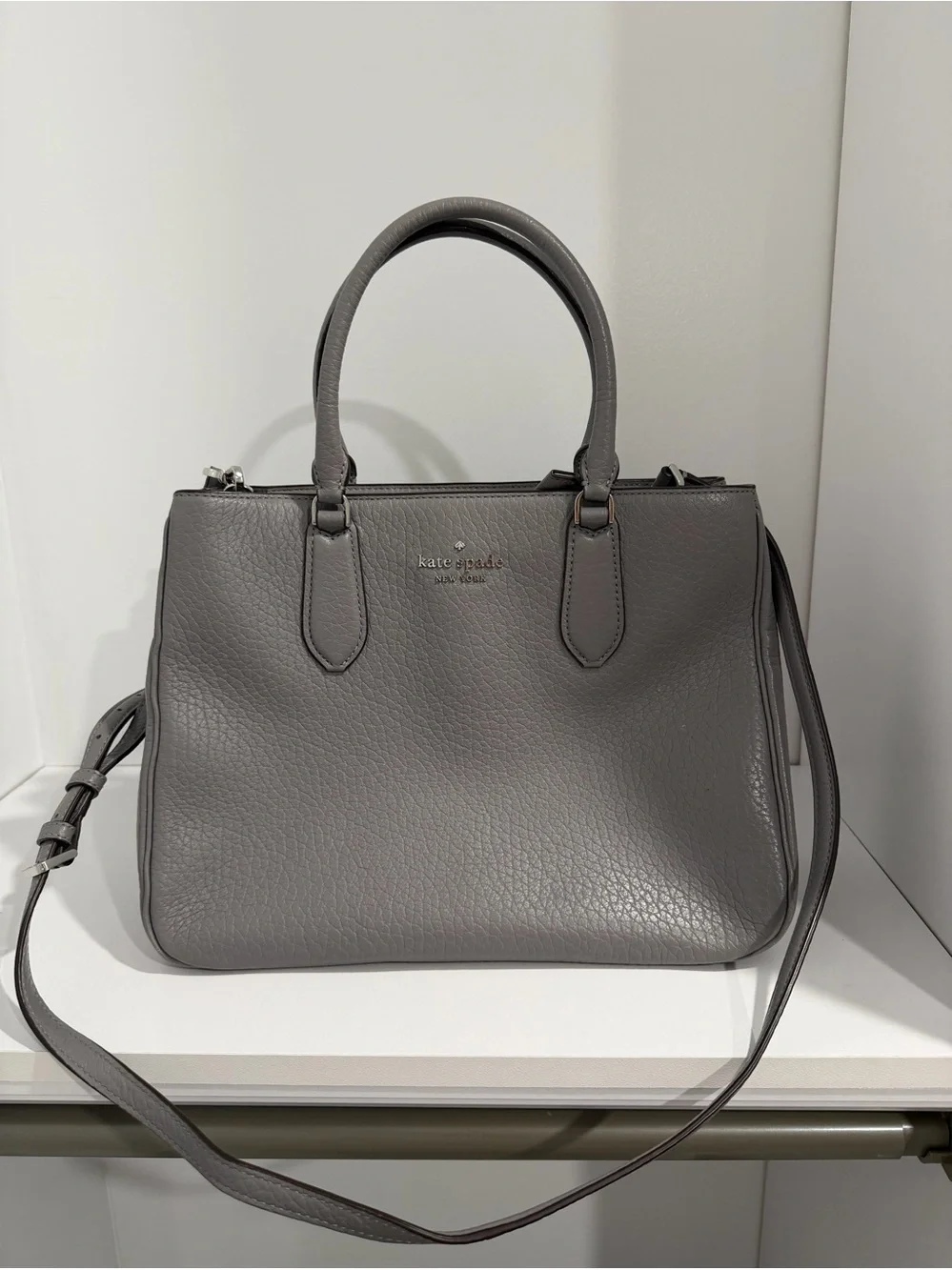 kate spade Gray Pebbled Leather Satchel